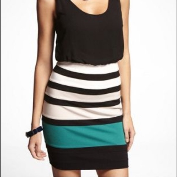 Express Stripped Bodycon Mini Dress XS‎ - Picture 1 of 5